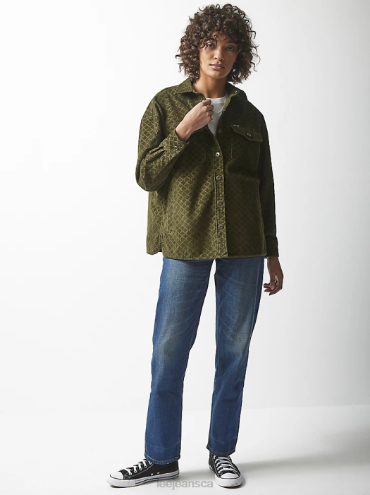 Lee x The Brooklyn Circus Women Corduroy Overshirt Kale Clothing 480T404 - Image 1