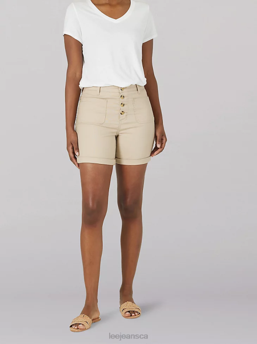 Lee Women Legendary High Rised Relaxed Fit Patch Short Oxford Tan Clothing 480T339 480T339 LEE Canada Featured Pieces LEE pants for women are the signatures of quality and durability